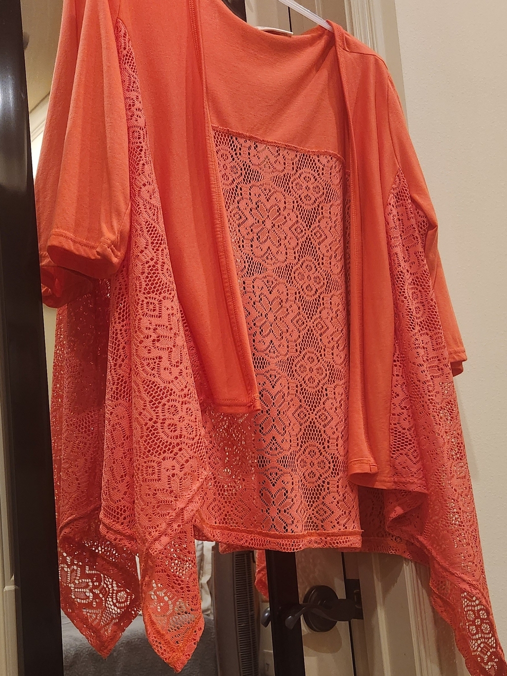 Bobbie Brooks Orange Lace-Back Cardigan